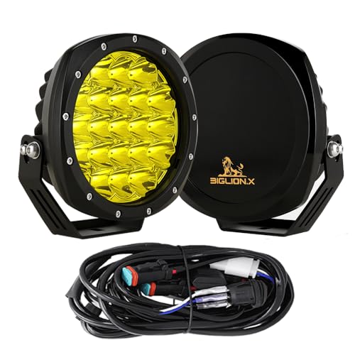 7Inch Round LED Amber Driving Offroad Lights 2PCS 210W 32000LM Amber Off road Lights LED Off Road Light Round Waterproof IP68 IP69K 12V 24V for Pickup Trucks SUV ATV UTV 4x4