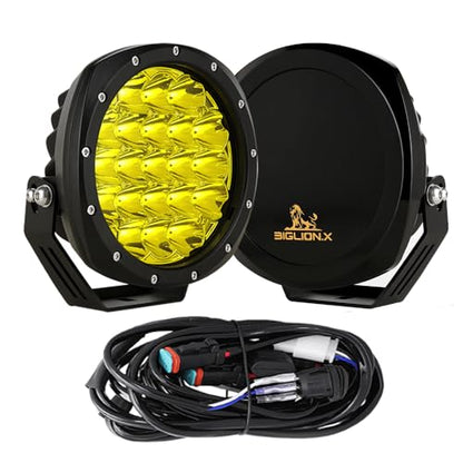7Inch Round LED Amber Driving Offroad Lights 2PCS 210W 32000LM Amber Off road Lights LED Off Road Light Round Waterproof IP68 IP69K 12V 24V for Pickup Trucks SUV ATV UTV 4x4