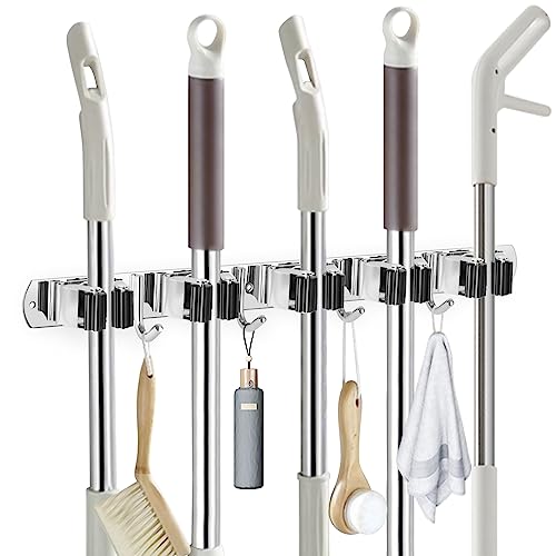 Broom Holder Wall Mount Stainless Steel Mop Organizer