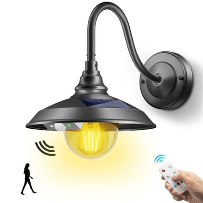 Solar Barn Light Outdoor Aluminum 3 Modes Remote