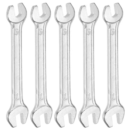 5pcs Double Open End Wrench 6mm x 7mm Metric 15 Degree Offset Angle Small Flat Head Wrench Galvanizing Open Ended Spanner for Automotive Repair Furniture Assembly (5 Count)