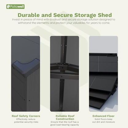 6X8 FT Plastic Outdoor Storage Shed with Floor
