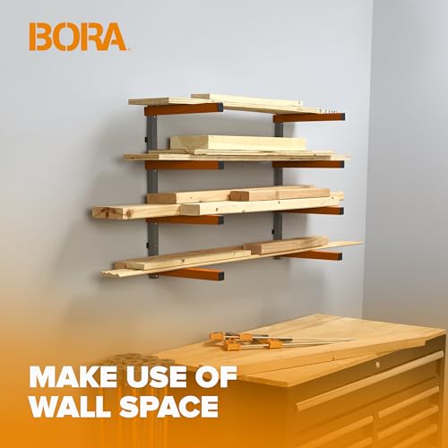 Wood Rack 4 Level Heavy Duty Lumber Storage Rack Wall Mount PBR