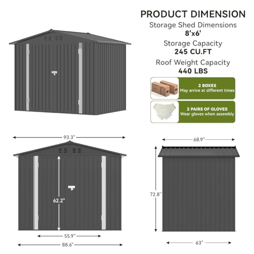 Shed Outdoor Storage Shed Metal (2 Count)