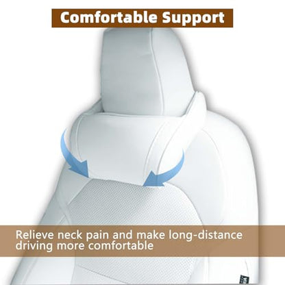 Car Headrest Pillow Neck Support Cushion for Tesla White (17.637 Ounce)