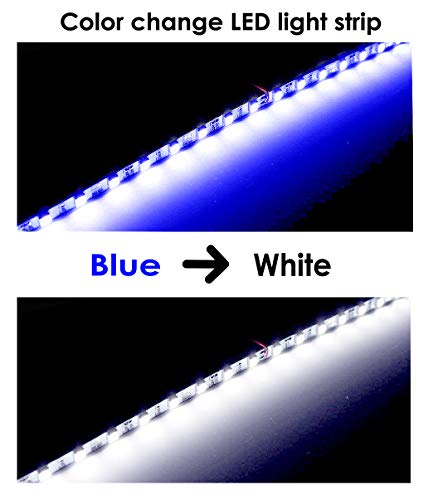12" Color Changing from Blue to White 18 SMDs 5050 LED Light Strip for Fit Car Trunk Cargo Area Interior Ambient Illumination Decoration