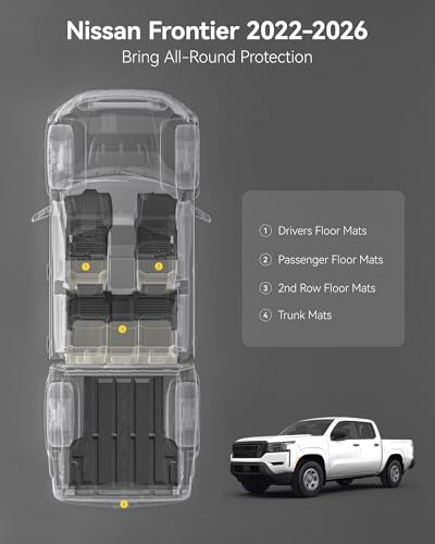 Floor Mats & Truck Bed Mat for Nissan Frontier 2025 2024 2023 2022 Crew Cab