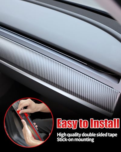Dashboard Cover Wrap and Front Door Inner Armrest Panel Cover Trim Compatible with Tesla Model 3 2021