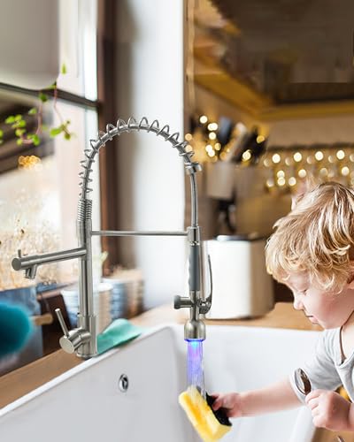 Commercial Pull Down Sprayer Brushed Nickel Kitchen Faucet