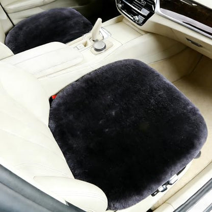 2 Pack Fuzzy Sheepskin Car Seat Covers for Soft Fur Wool Cushions (3 Count)