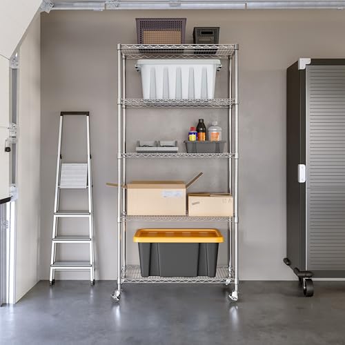 5-Tier NSF-Certified Steel Wire Shelving, 36"W x 14"D x 75.5"H, Silver