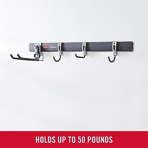 FastTrack Garage Storage Utility Hooks 5 Piece Black All in One Rail Hook Kit and Tool Organizer Heavy Duty for Home
