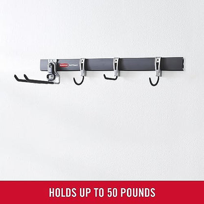 FastTrack Garage Storage Utility Hooks 5 Piece Black All in One Rail Hook Kit and Tool Organizer Heavy Duty for Home