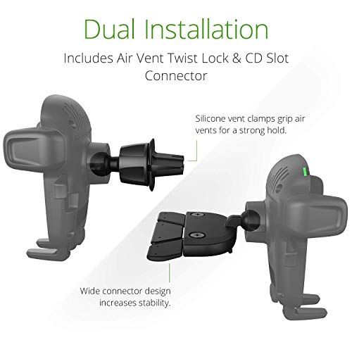 Car Charger Easy One Touch Wireless 2 Qi Charging CD Slot + Air Vent Combo Phone Mount for iPhone
