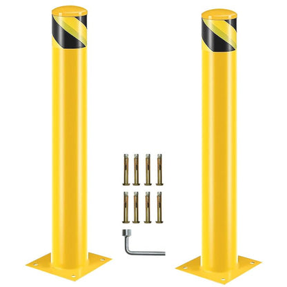 Bollard Post(42''*4.5''), Steel Bollards, Safety Bollard Yellow Powder Coated Parking Bollard Driveaway Barrier for Traffic-Sensitive Area, Garage or Parking Lot(42''-2pcs)