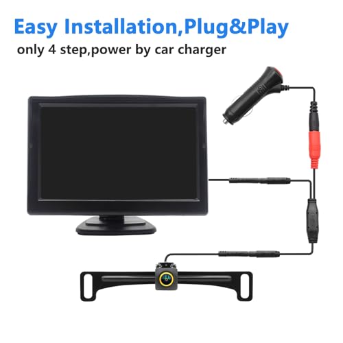 Wired Backup Camera for Truck 5 '' AHD 1080P Front Rear View Monitor KIT 2K IP67 Waterproof Night Vision Reverse Camera for CAR