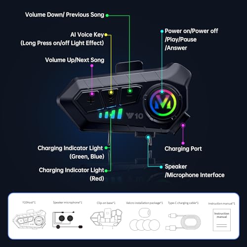 Motorcycle Bluetooth Headset Speaker Skiing Earphone Waterproof Bluetooth Helmet Headset with Noise Cancellation Ultra