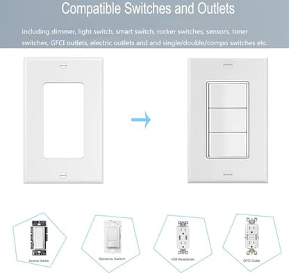 1 Gang Switch Outlet Wall Plate Cover Single Decorator Electrical Faceplate for Light Switch (10 Count)