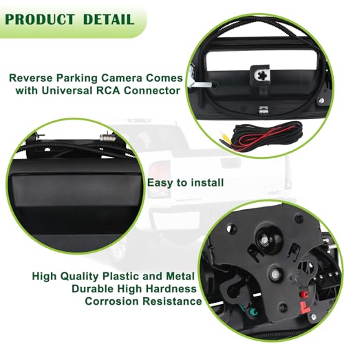 Backup Camera Tailgate Handle Rear View Camera Liftgate Latch Handle with Key Lock Cylinder Black Compatible with 2007