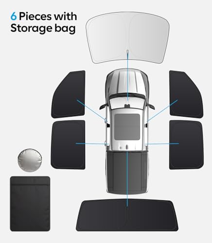 2026 6PC Full Set Window Sunshade for Dodge Ram 1500 2019 (6 Count)