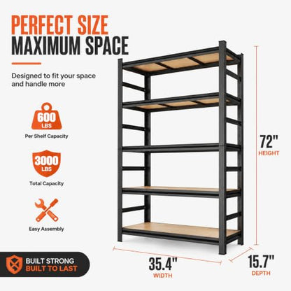 Garage Shelving 3000 LBS Adjustable Wood Storage Shelves