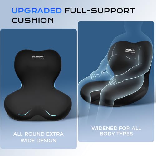 Car Seat Cushion and Lumbar Support Pillow One Piece