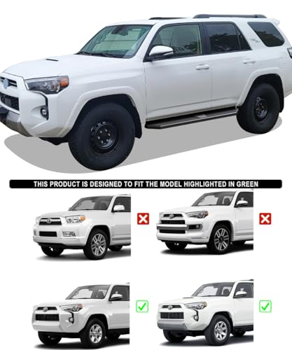 6-inch (Black Stainless Steel Powder Coated Flat Style) Running Boards Side Bars Side Steps Compatible with Toyota 4Runner 2010-2016 Trail & 17-24 TRD Off-Road & 2014-2024 SR5