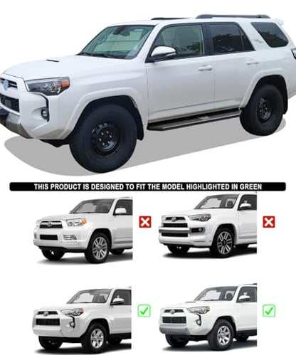 6-inch (Black Stainless Steel Powder Coated Flat Style) Running Boards Side Bars Side Steps Compatible with Toyota 4Runner 2010-2016 Trail & 17-24 TRD Off-Road & 2014-2024 SR5