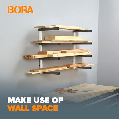 4 Level Lumber Storage Rack Wood and Garage Organization Space Saving Metal Shelf for Pipes