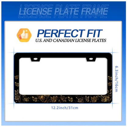 Golden Butterfly License Plate Frame Stainless Steel Accessory 12.3x6.3Inch