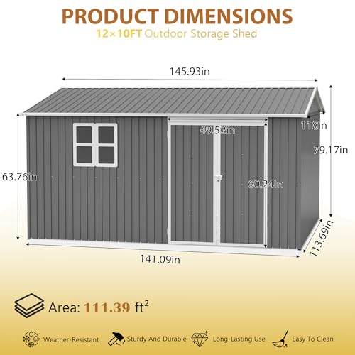 12x10 Ft Outdoor Storage Shed