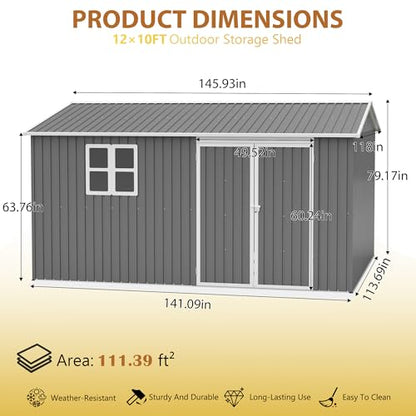 12x10 Ft Outdoor Storage Shed