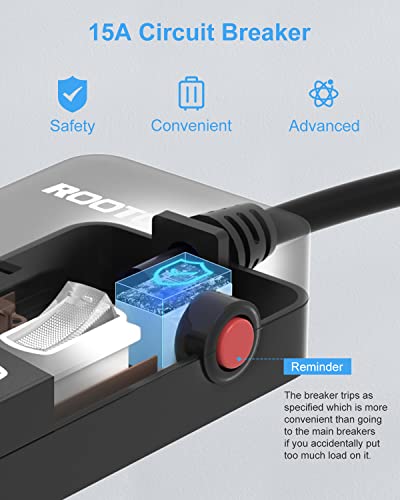 Black Appliance Extension Cord with Individual Switches on Off