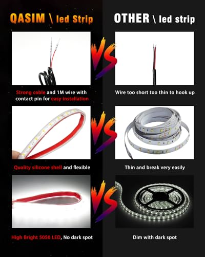 12V Led Light Strip Waterproof 32CM White Underglow for Car Motorcycle 6Pcs (6 Count)