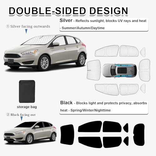8pcs Thicken Sun Shade for Ford Focus Hatchback 2014