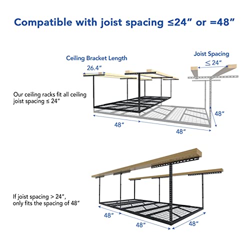 4x8 Overhead Garage Ceiling Storage Rack Organization