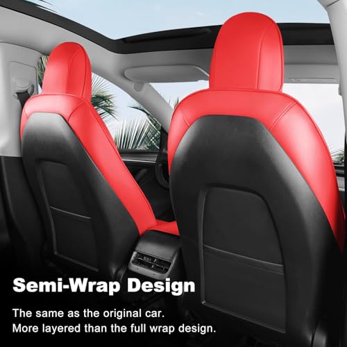 Tesla Model 3 Car Seat Covers Nappa Leather Car Interior Seat Airbag Compatible Cushion Cover Full Set Custom Fit 2023 2022 2021 2020 2019 2018 (10 Count)