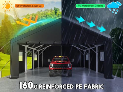 20x20 FT Carport for 2 Car Portable Garage Cover Backyard and Patio