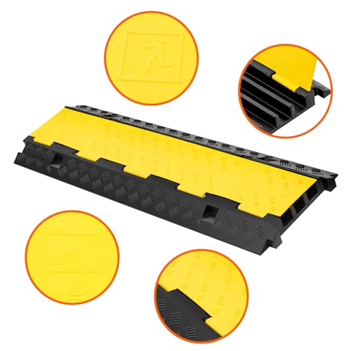 2 Pack 3 Channel Cable Protector Ramp Traffic Wire and Hose Ramp Cord Cover Heavy Duty Channels 44