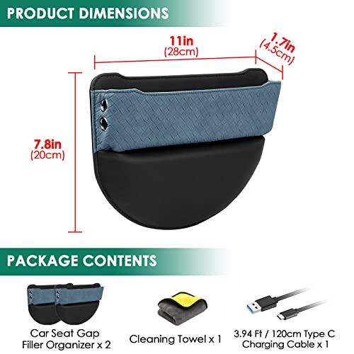 2 Set Car Seat Gap Filler Organizer Compatible for Tesla Model 3 Y X S Accessories Auto Console Side Extra Storage Boxes Seat Crevice Storage Box Leather Upgrade Front Seat Storage