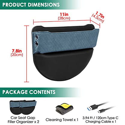 2 Set Car Seat Gap Filler Organizer Compatible for Tesla Model 3 Y X S Accessories Auto Console Side Extra Storage Boxes Seat Crevice Storage Box Leather Upgrade Front Seat Storage