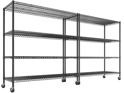 75.62" H Storage Shelves 2480LBS Garage Shelving with Wheels Heavy Duty Metal Shelving for Storage Adjustable Pantry Shelf for Kitchen Garage Commercial (2 Count)