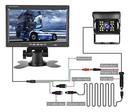 7" Backup Camera with Monitor Kit Waterproof Reverse Camera