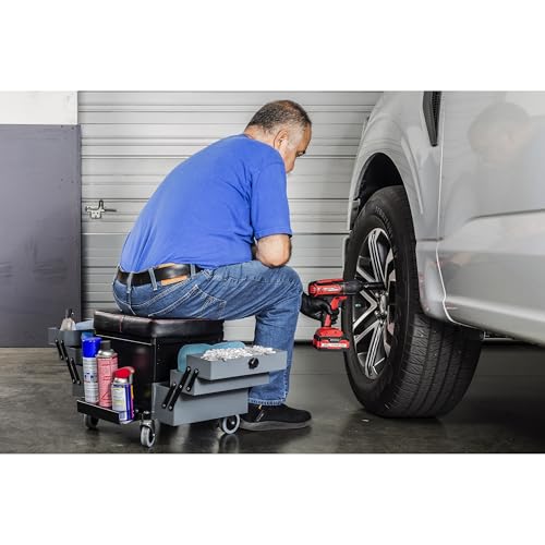 Rolling Seat with Expandable Tool Trays
