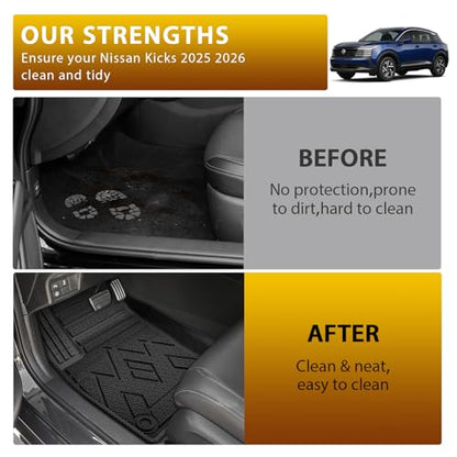 Floor Mats for Nissan Kicks 2025 2026 All Weather 3D TPE Anti