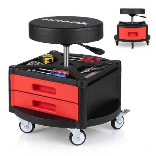 Rolling Mechanic Stool with Cushioned Seat