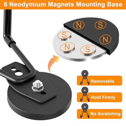 Strong Magnetic Hooks Large Rare Earth Magnet Hooks Heavy Duty Utility Magnetic Tool Holder for Garage Organization (6 Count)