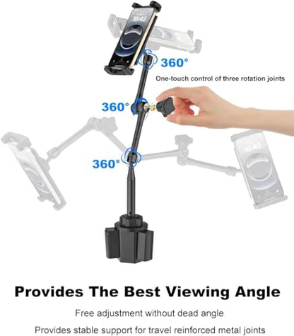 Heavy Duty Cup Holder Tablet Mount wiht Adjustment Metal Arm