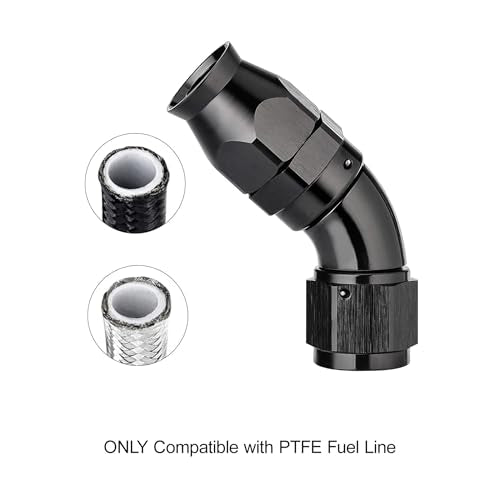 12AN 45 Degree PTFE One Piece Full Flow End Hose Fitting Aluminum Black