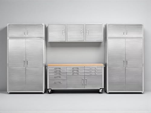 Heavy Duty 8 Piece Steel Garage Cabinet Storage Set with Rolling Workbench